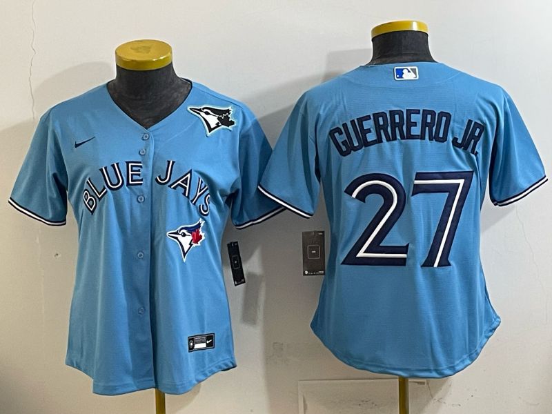 Women 2025 Toronto Blue Jays #27 Guerrero jr Light blue Game Nike MLB Jersey style 003->women mlb jersey->Women Jersey